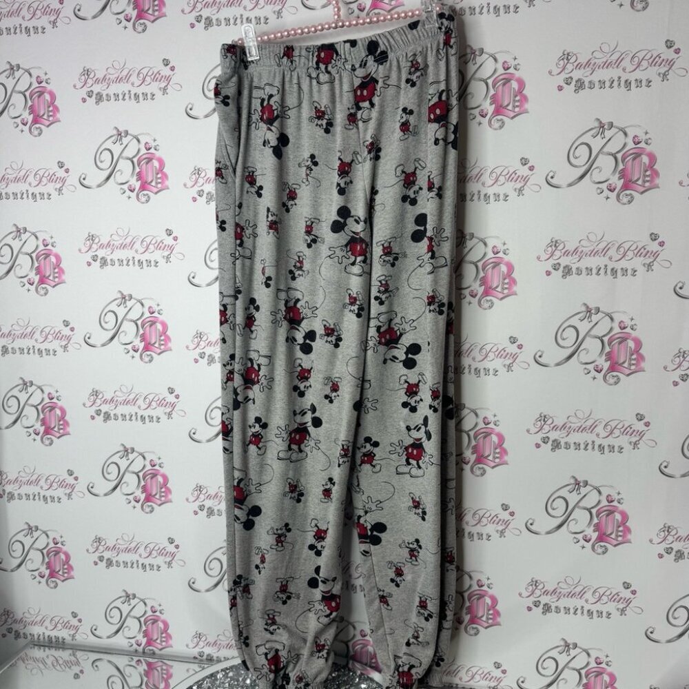 Disney Gray and Red Mickey Mouse Lounge Pants jogger sweatpants